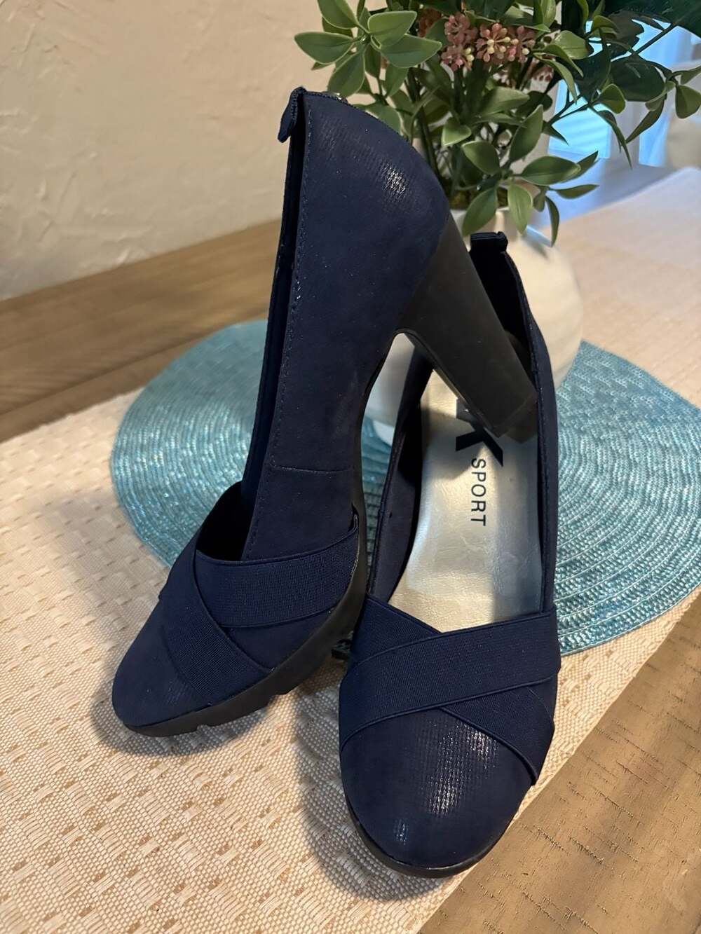 Anne Klein AK Sport Navy Blue Heels Size 7.5M